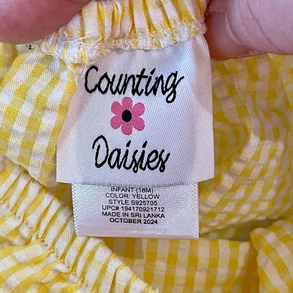 Counting Daisies Infant Girls Gingham Embroidered Star Dress & Bloomers 2pc Set - Picture 8 of 8